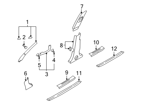 2012 Hyundai Veracruz Interior Trim - Pillars, Rocker & Floor Trim Assembly-Front Pillar LH Diagram for 85810-3J100-6T