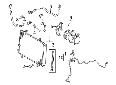 2009 Toyota Camry A/C Condenser, Compressor & Lines Compressor Assembly Diagram for 88310-06240