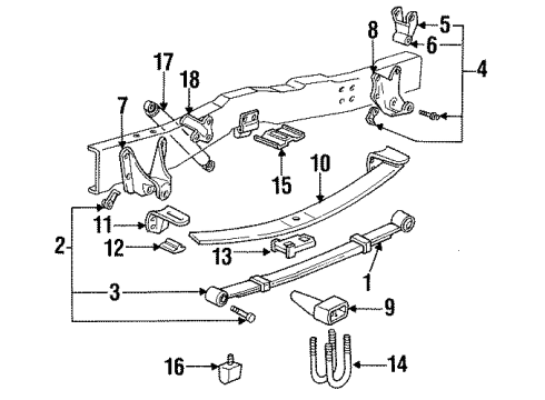 1992 Ford F-150 Rear Suspension Components, Stabilizer Bar Spring Mount Bracket Diagram for EOTZ-5775-H