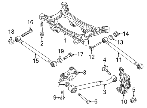 2017 Jeep Compass Rear Suspension Components, Lower Control Arm, Stabilizer Bar Suspension Rod Diagram for 68309200AA