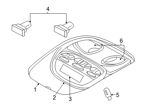 2009 Chrysler Aspen Overhead Console Bulb Diagram for L0021402