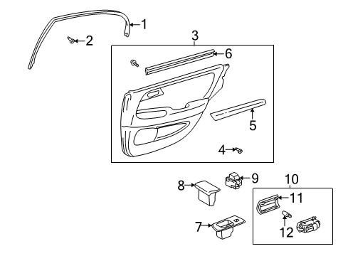 2000 Lexus GS300 Rear Door Panel Sub-Assy, Rear Armrest Base, Upper LH Diagram for 74204-30090-E0