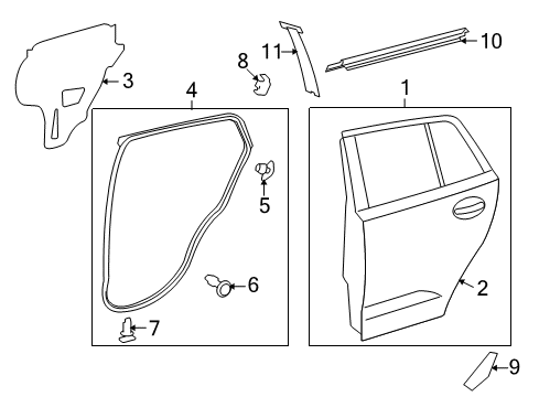 2013 Scion xD Rear Door & Components, Exterior Trim Protector Diagram for 58745-52090