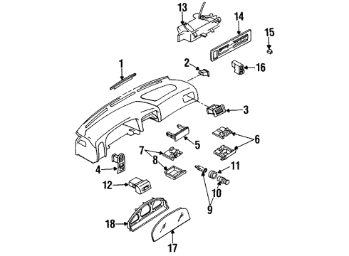 1994 Nissan D21 Instrument Panel Switch Assy-Air Conditioner Diagram for 27670-86G00