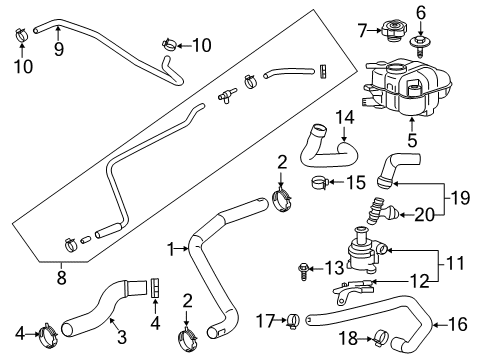 2017 Buick Envision Radiator & Components Auxiliary Pump Diagram for 22928303