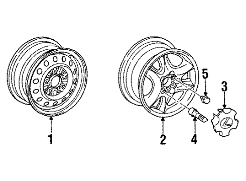 1996 Lexus ES300 Wheels Ornament Sub-Assy, Wheel Hub Diagram for 42603-33050