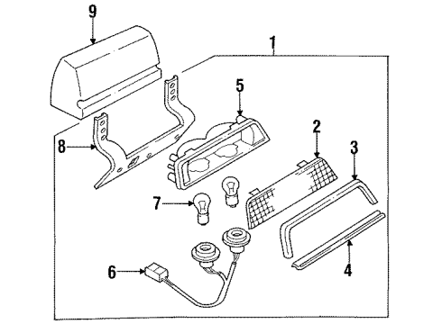 1986 Nissan Maxima High Mount Lamps Bulb Socket Assembly, W/Harness Diagram for 26597-35E00