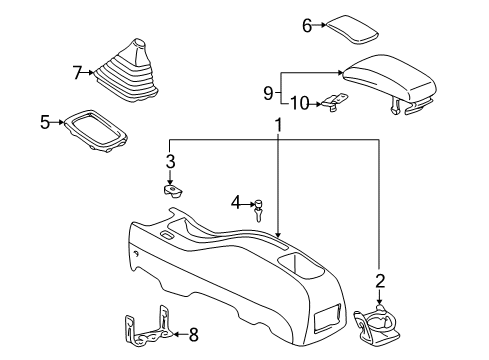 2002 Toyota Corolla Console Bracket, Console Box Mounting Diagram for 58995-01040