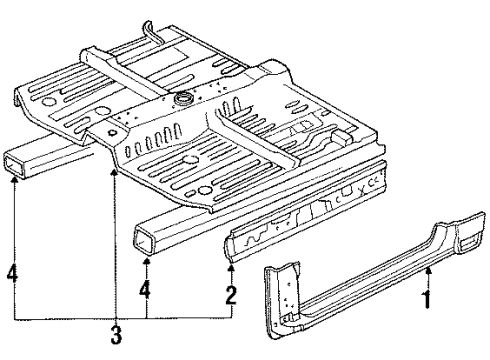 1988 Honda CRX Floor & Rocker Floor, FR. Diagram for 65100-SH2-A90ZZ
