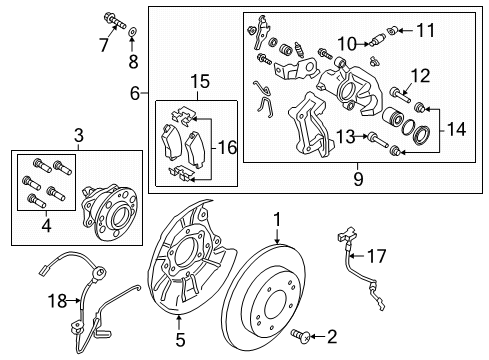 2019 Kia Forte Rear Brakes Rear Wheel Brake Assembly Diagram for 58210M7300