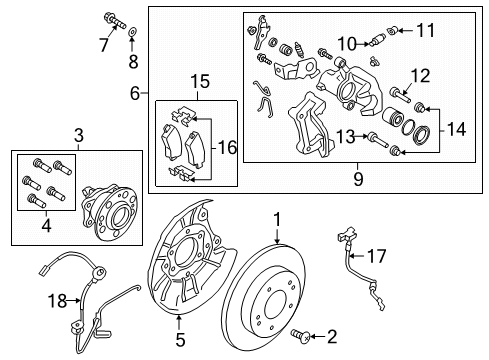 2022 Kia Forte Rear Brakes HOSE-BRAKE REAR, LH Diagram for 58737M6400