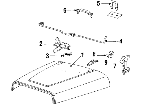 1988 Jeep Wrangler Hood & Components Hood Latch Diagram for 55009428