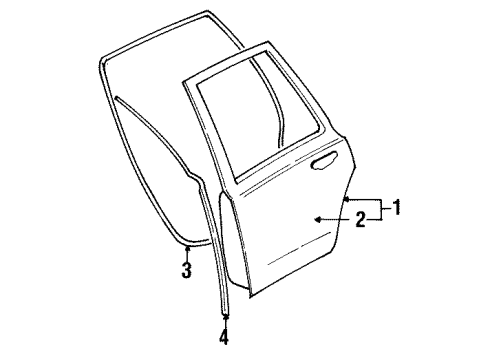 2001 Lincoln Town Car Rear Door Weatherstrip Diagram for 2W1Z-5425325-BA
