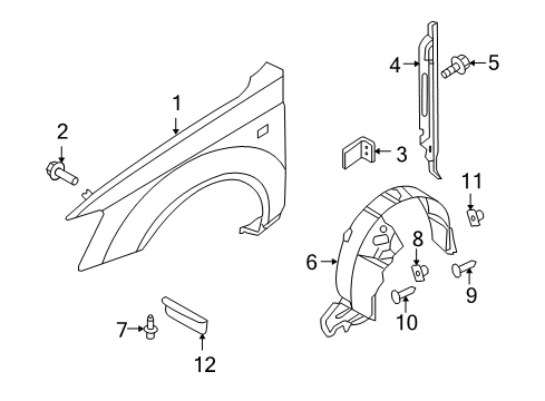2008 Hyundai Sonata Fender & Components Front Wheel Guard Assembly, Right Diagram for 86812-0A000