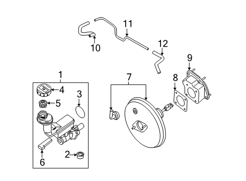 2008 Nissan Rogue Hydraulic System Hose Vacuum Tank Diagram for 47471-JG01E