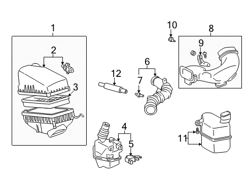 2000 Toyota Solara Air Intake Cover Diagram for 17705-03080