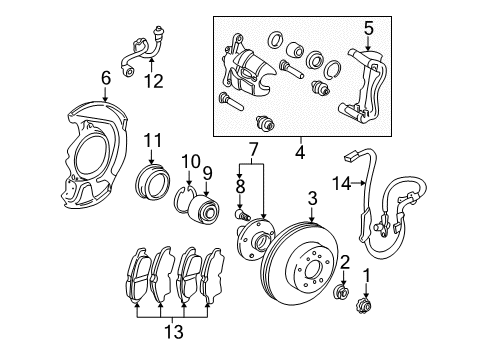 2000 Toyota Sienna Anti-Lock Brakes Mounting, Front Disc Brake Cylinder, RH Diagram for 47721-08011
