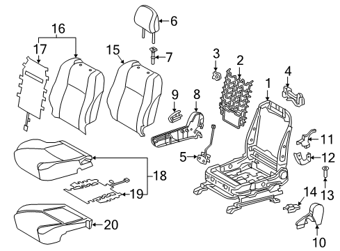 2019 Toyota Tacoma Heated Seats Seat Back Cover Diagram for 71073-04811-C2