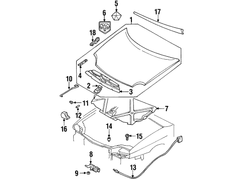 1998 Plymouth Neon Hood & Components Screw-HEXAGON FLANGE Head Diagram for 6034355