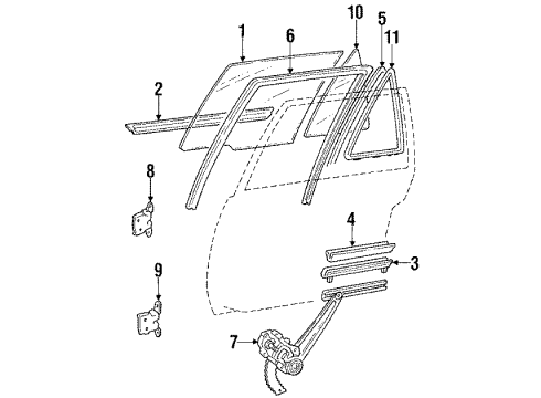 1987 Toyota Corolla Rear Door - Glass & Hardware Handle, Outside Diagram for 69230-12080