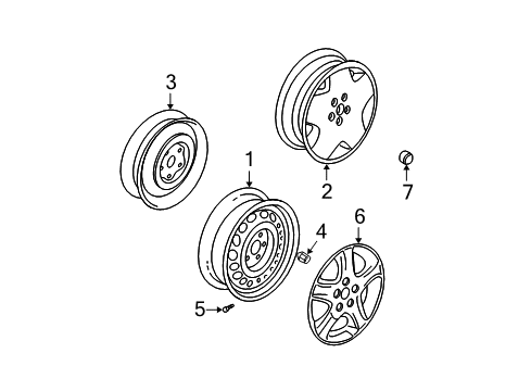 2003 Chrysler PT Cruiser Wheels, Wheel Covers & Trim Cruiser Wheel Cover Diagram for 5272360AB