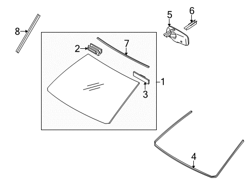 2010 Toyota 4Runner Windshield Glass, Reveal Moldings Mirror Inside Cover Diagram for 87818-30030