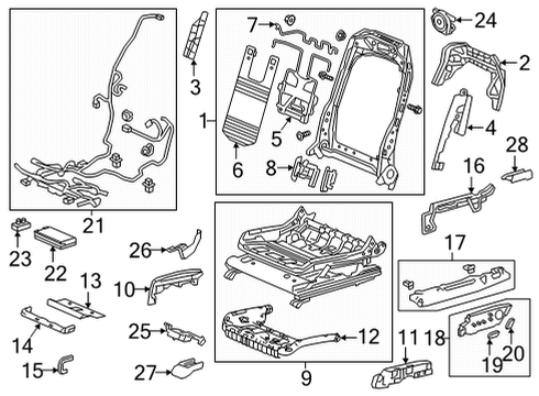 2021 Acura TLX Power Seats Bolster Assembly L Diagram for 81595-TJB-A62