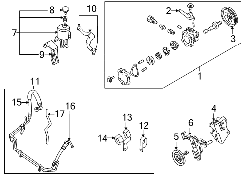 2000 Nissan Xterra Belts & Pulleys Hose & Tube Set-Power Steering Diagram for 49710-9Z016