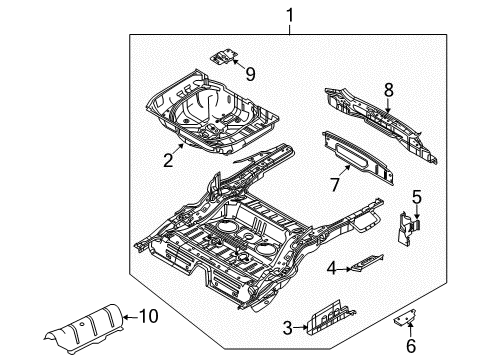 2009 Ford Taurus X Rear Floor & Rails Rear Floor Pan Diagram for 8A4Z-7447043-A