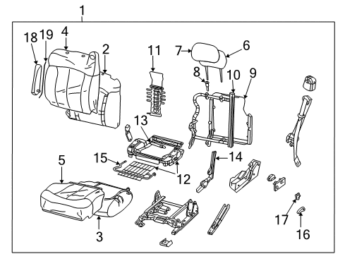 2005 Chevrolet Avalanche 2500 Front Seat Components Knob Diagram for 88941676