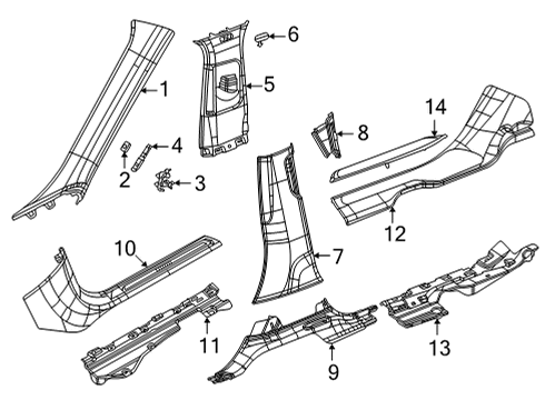 2021 Jeep Grand Cherokee L Interior Trim - Pillars Clip Diagram for 68190894AA