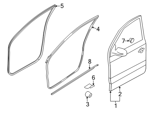 2009 Kia Sportage Front Door WEATHERSTRIP-Front Door Body Diagram for 821101F001