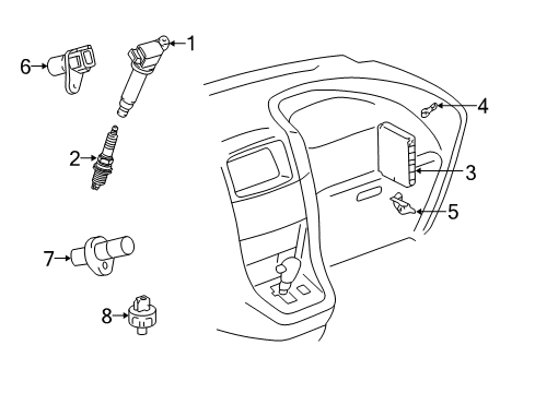 2001 Lexus RX300 Ignition System Ignition Coil Assembly Diagram for 90919-02234