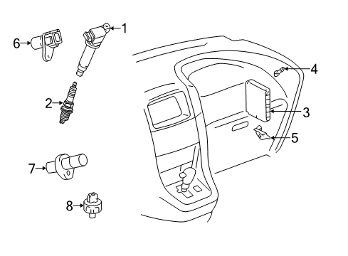 2003 Lexus RX300 Ignition System Reman Engine Computer Diagram for 89661-48390-84