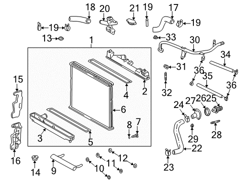 2006 Scion xA Radiator & Components Radiator Assembly Diagram for 16400-21121