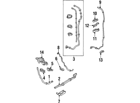1998 Honda Odyssey Rear A/C Lines Pipe C, Rear Receiver Diagram for 80343-SX0-A61