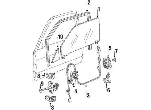 1984 BMW 325e Front Door - Glass & Hardware Right One-Piece Window Guide Diagram for 51321904782