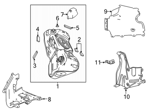 2021 Chevrolet Corvette Fuel Supply Support Panel Diagram for 84665071