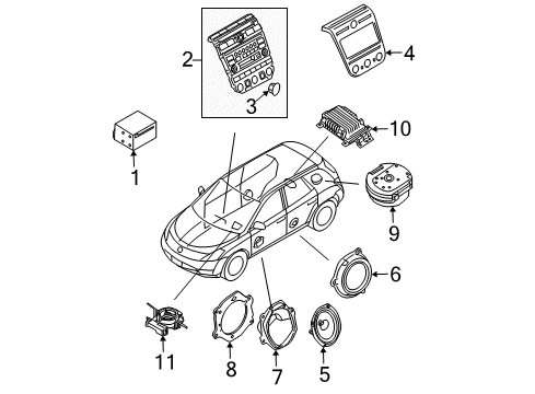 2003 Nissan Murano A/C & Heater Control Units Knob-Switch, NAVI & Av Diagram for 283A6-CA100