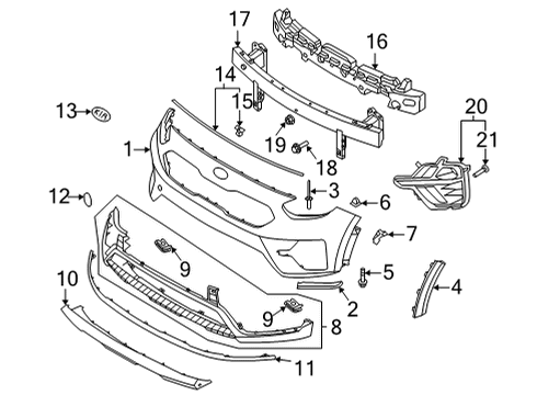 2020 Kia Niro Bumper & Components - Front ABSORBER-Front BUMPE Diagram for 86520G5600