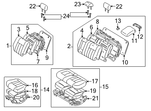 2001 Toyota Land Cruiser Rear Seat Components Cushion Cover Diagram for 71076-60630-A0