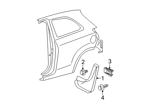 2007 Toyota Yaris Exterior Trim - Quarter Panel Mud Guard Diagram for 76626-52090