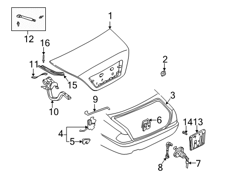 2002 Infiniti Q45 Trunk Lid Hinge Trunk LH Diagram for 84401-AR001