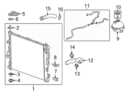 2021 Buick Envision Radiator & Components Radiator Upper Bracket Diagram for 84212108