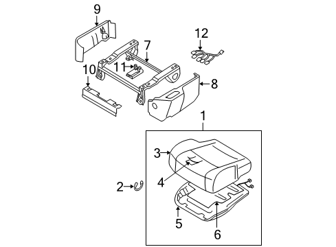2005 Nissan Quest Front Seat Components Heater Unit-Front Seat Cushion Diagram for 87335-5Z460
