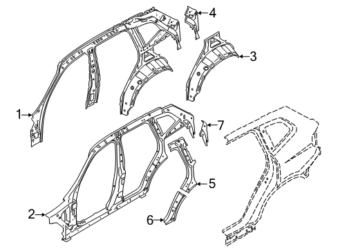 2021 BMW X3 Inner Structure - Quarter Panel Wheel Arch Outer Rear Right Diagram for 41007493978