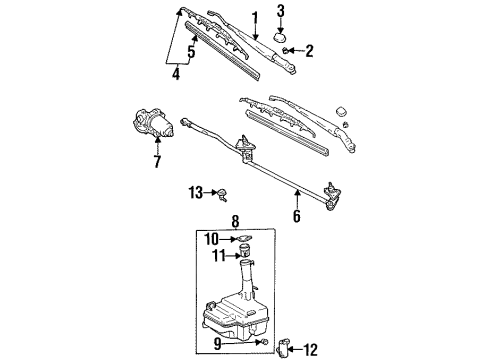 1997 Toyota Paseo Wiper & Washer Components Front Windshield Wiper Arm, Right Diagram for 85211-16141