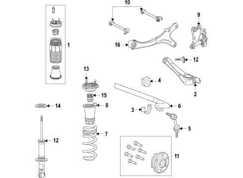 2021 Chevrolet Tahoe Suspension Components, Lower Control Arm, Upper Control Arm, Ride Control, Stabilizer Bar Module Diagram for 84956234