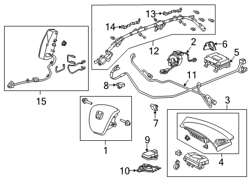 2014 Honda Crosstour Air Bag Components Bracket Set, L. Grab Rail Diagram for 83297-TP6-A00