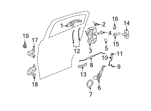 2013 Dodge Avenger Rear Door - Lock & Hardware Screw-Tapping Diagram for 6104630AA